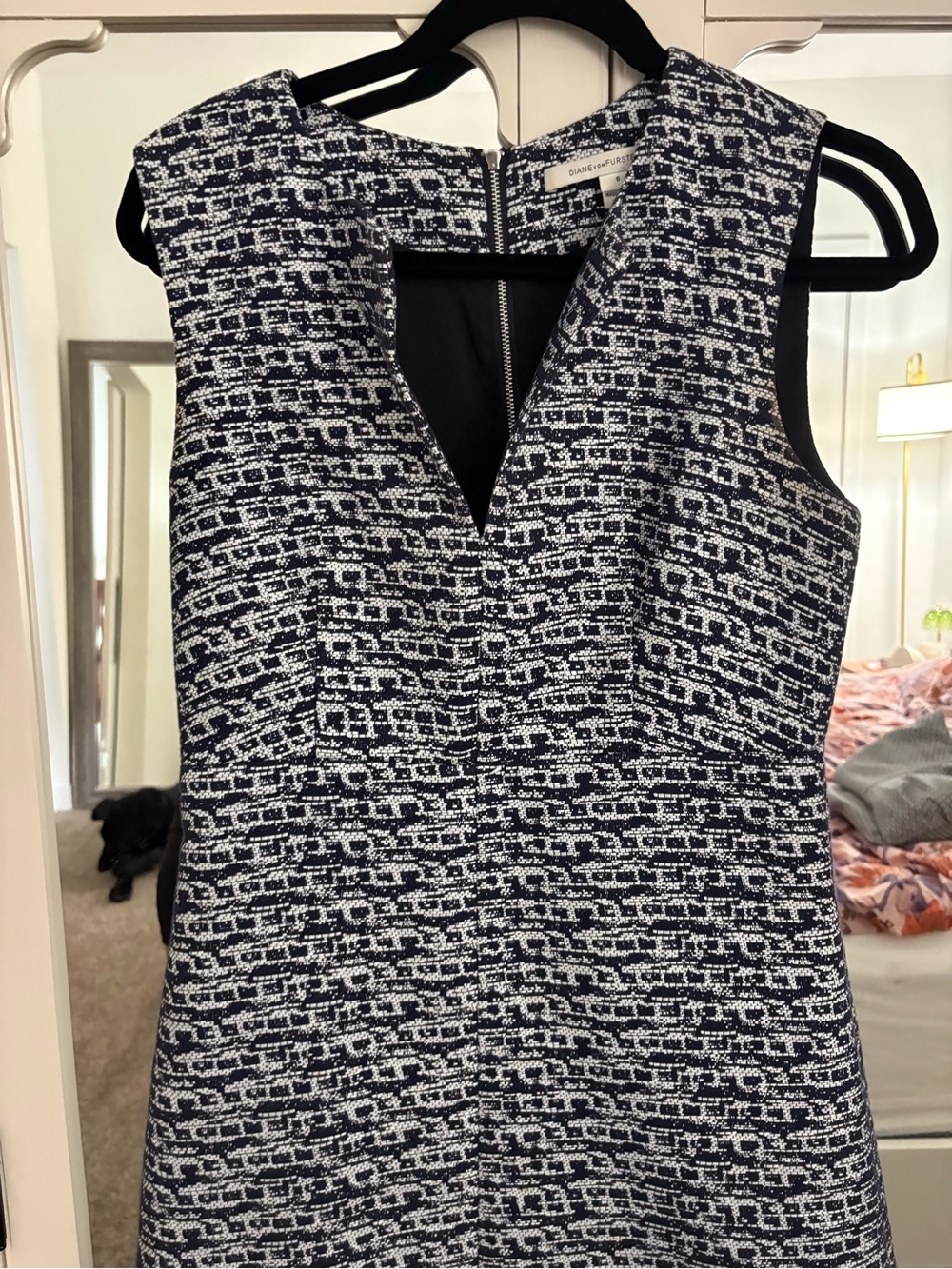 Diane Von Furstenberg Navy and White Sleeveless dress